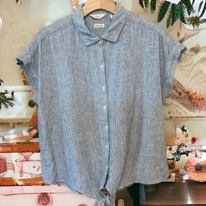 📦 Weatherproof Vintage Tie Front Striped Top Size M